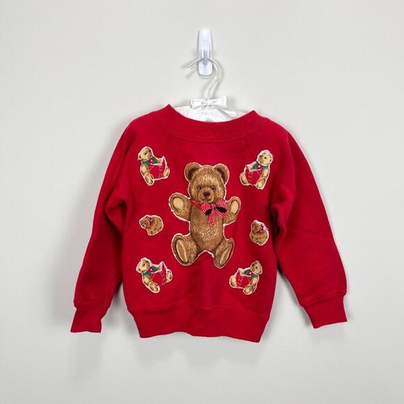Vintage Hanes Red Teddy Bear Sweatshirt 4T USA - Picture 6 of 10
